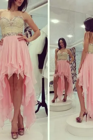 2024 High Low Chiffon Homecoming Dresses Sweetheart Zipper Back