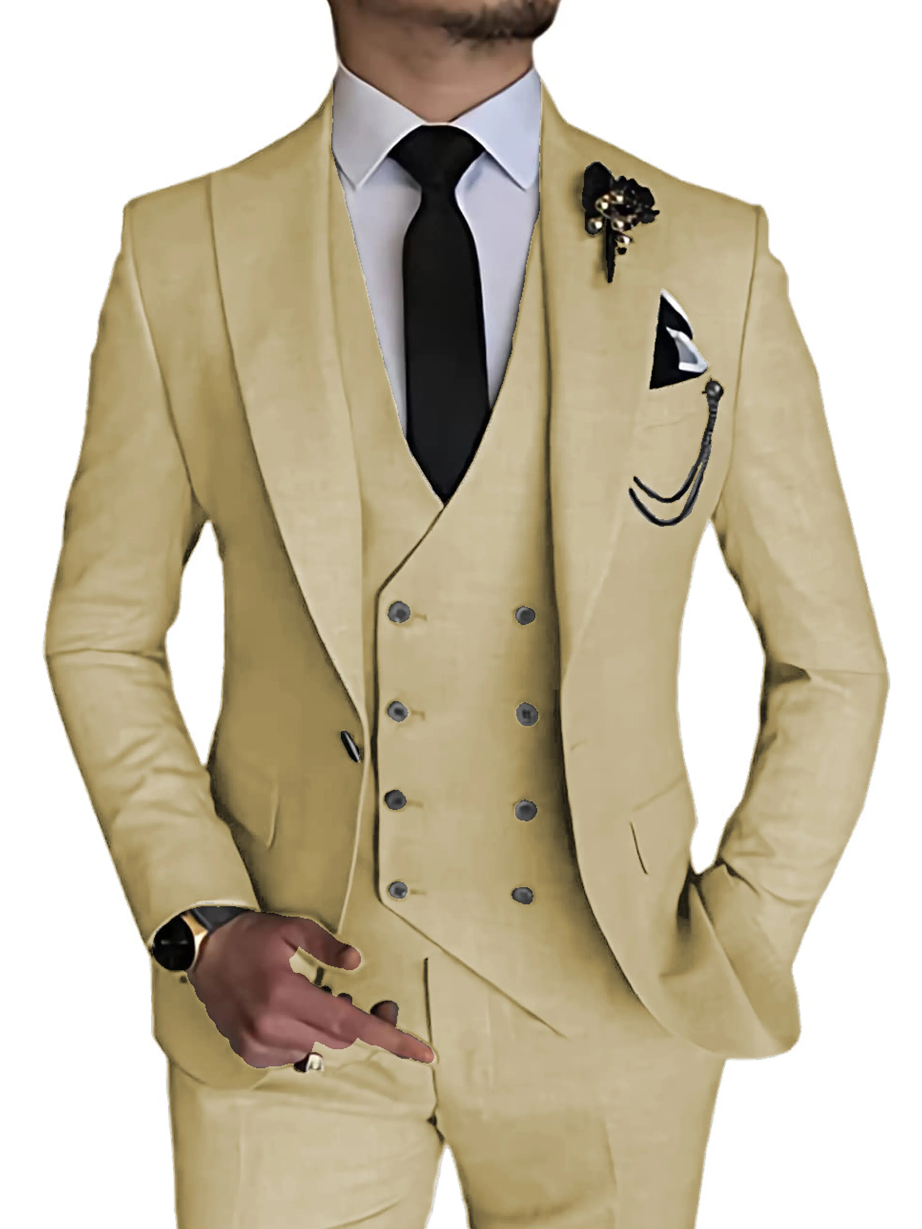 3 Pieces Men's Suits Waistcoat Suit Wedding Groom Suits