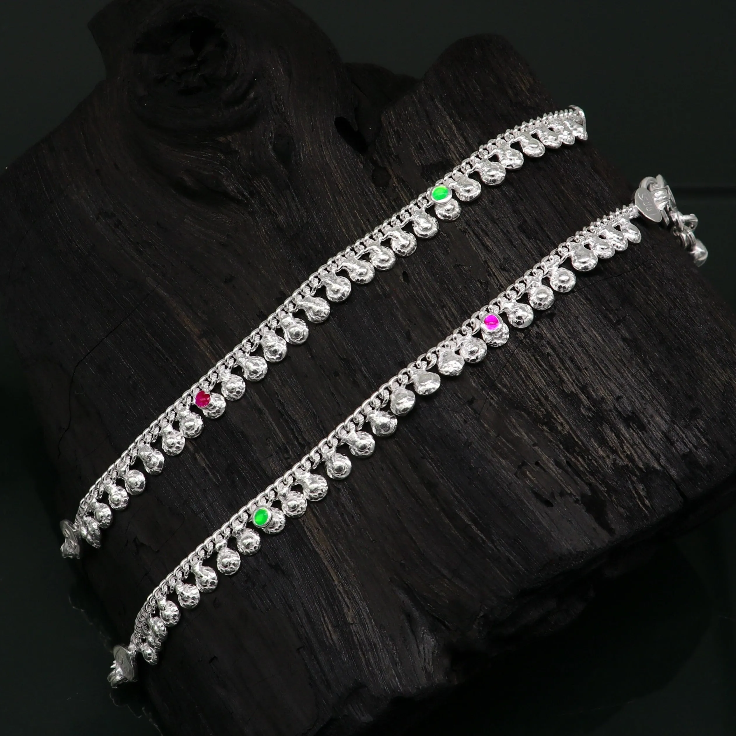 5.5" long handmade customized waved design single chain fabulous noisy anklets for baby or kids personalized gift foot bracelet ank294