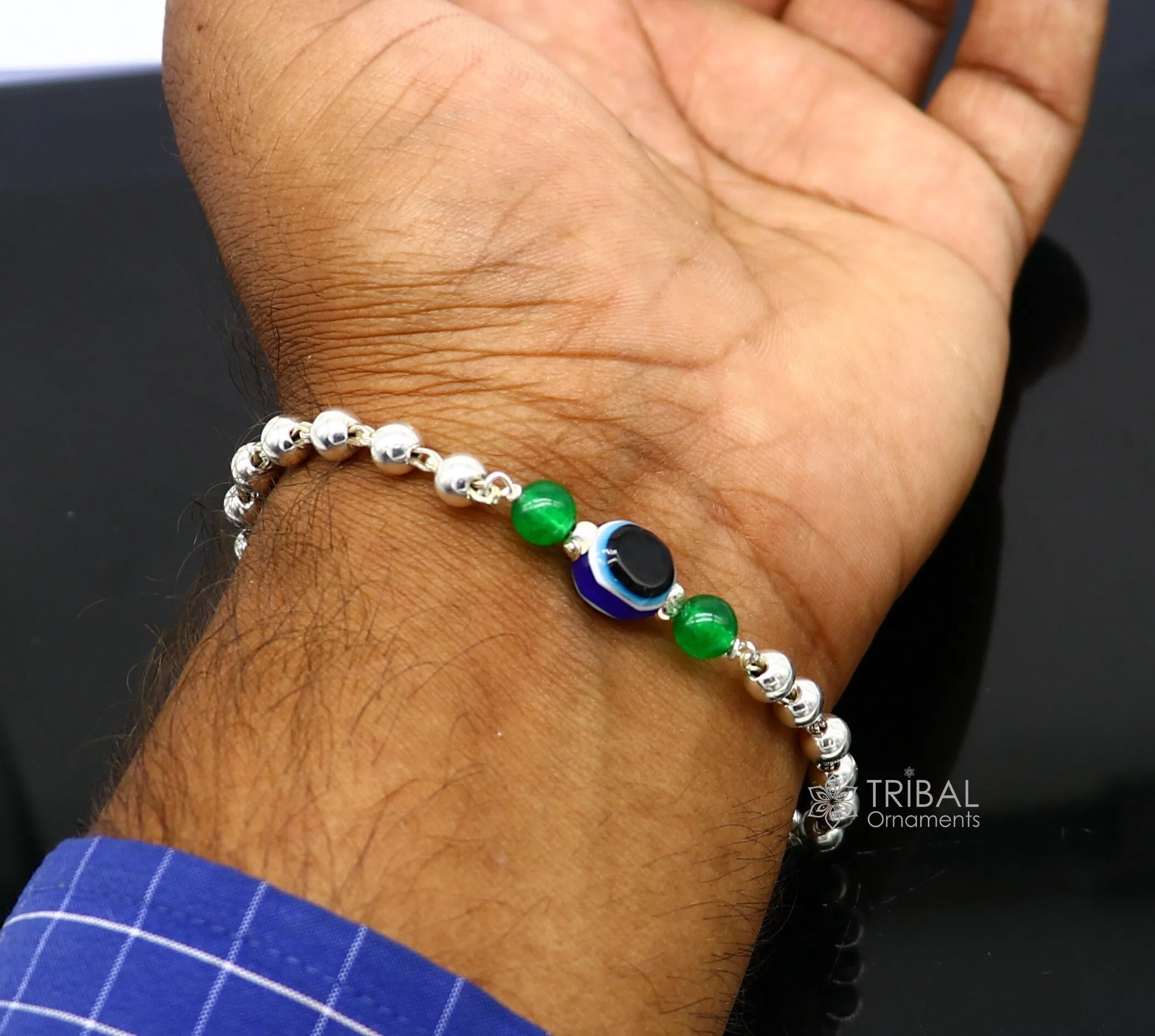 925 sterling silver handmade silver beaded evil eye bracelet, amazing stylish unisex cultural trendy bracelet all sizes jewelry sbr468