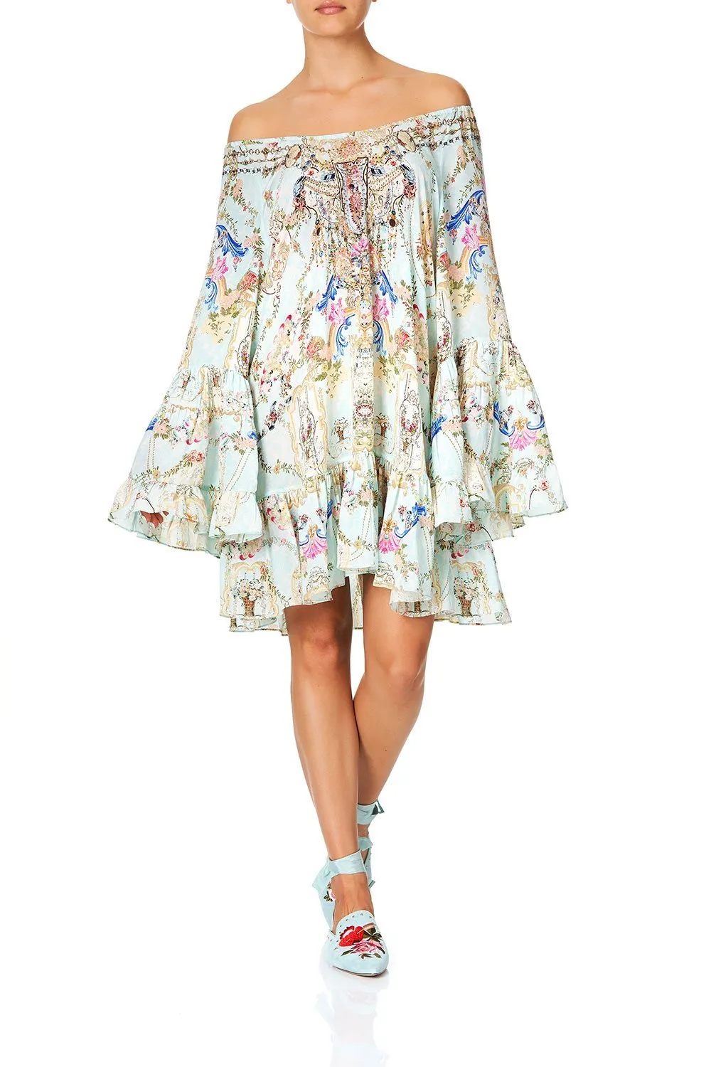A LINE FRILL HEM DRESS VERSAILLES SKY