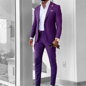 Aidase 2024 New Arrival Men Suits Peak Groom Wedding Suits Black Purple Blazer Jacket Pants 2 Pieces Business Formal Classic Costume