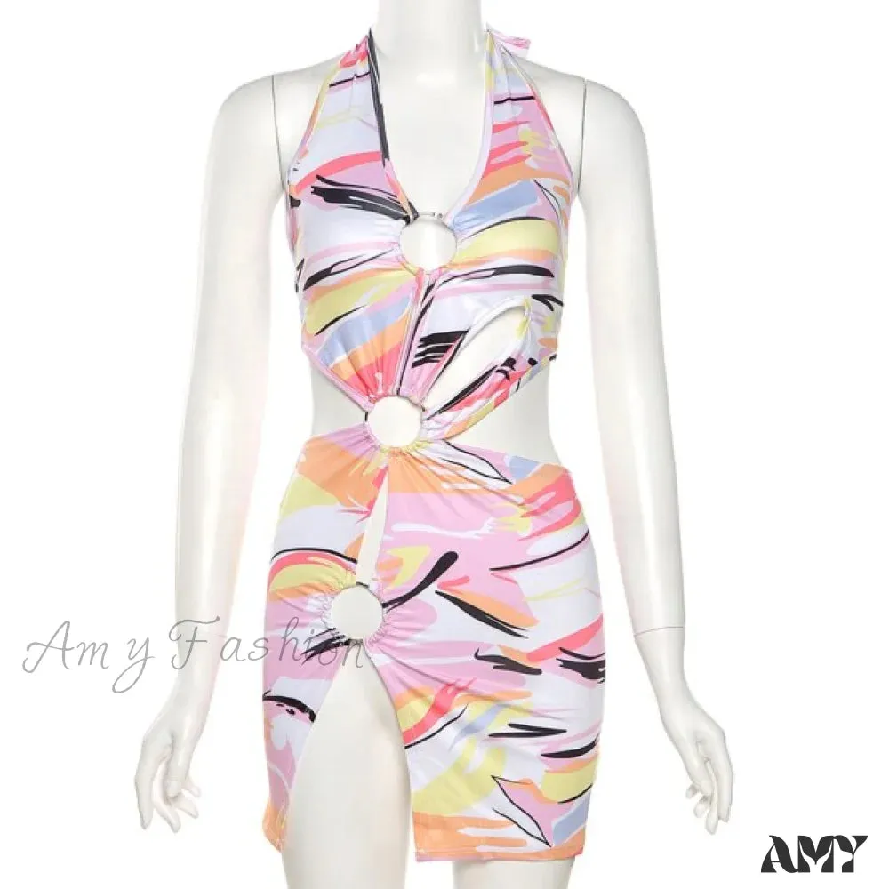 Amy Fashion - Sleeveless Casual Holiday Beach Mini Dress
