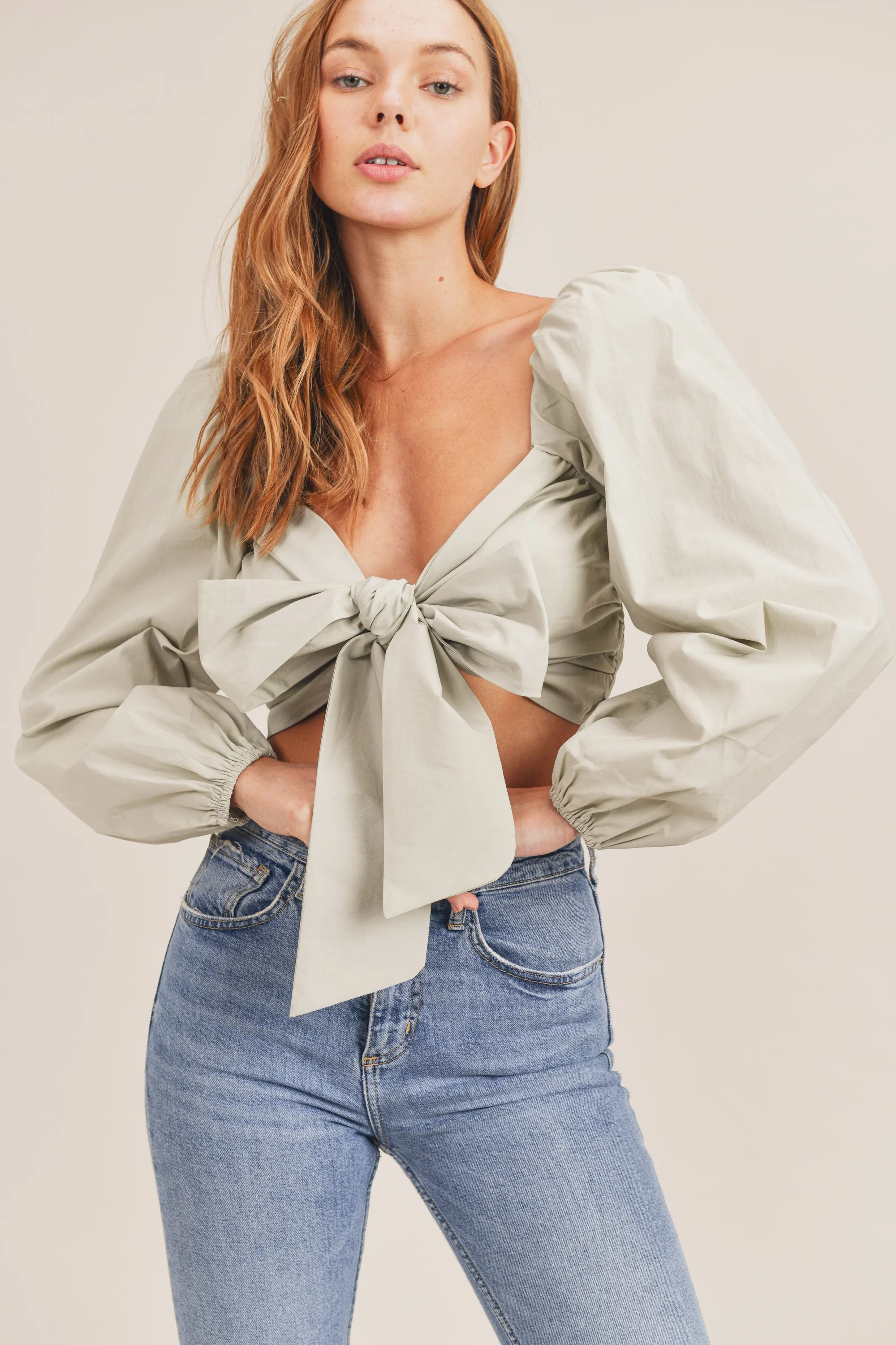 ANGEL FRONT RIBBON SELF TIE TOP