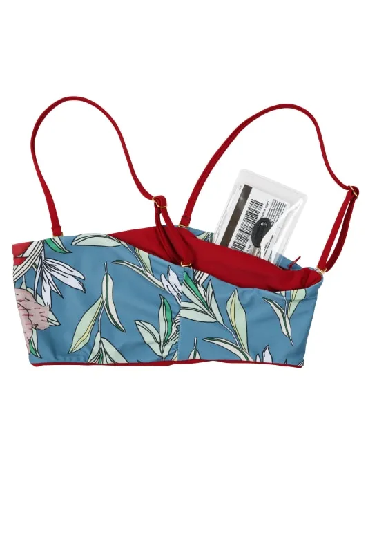 Bella Reversible Bandeau Bikini Top (Scarlet/Floral)