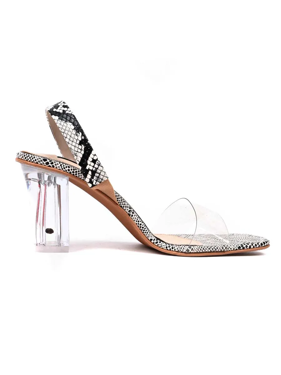 Black & white Block heel sandal
