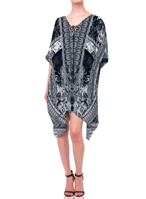 Black Printed Mini Kaftan