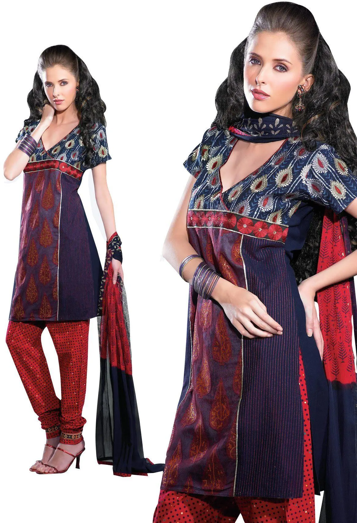 Blue Embellished Cotton Silk Stitched  Salwar kameez Churidar SC2414