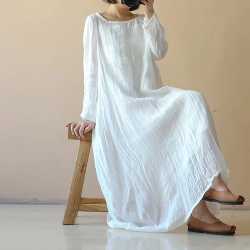 bohemian transparent loose long sleeve maxi dress