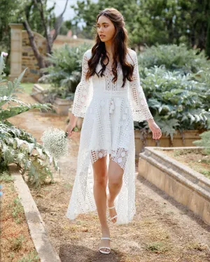 Boho High Low Dress - White