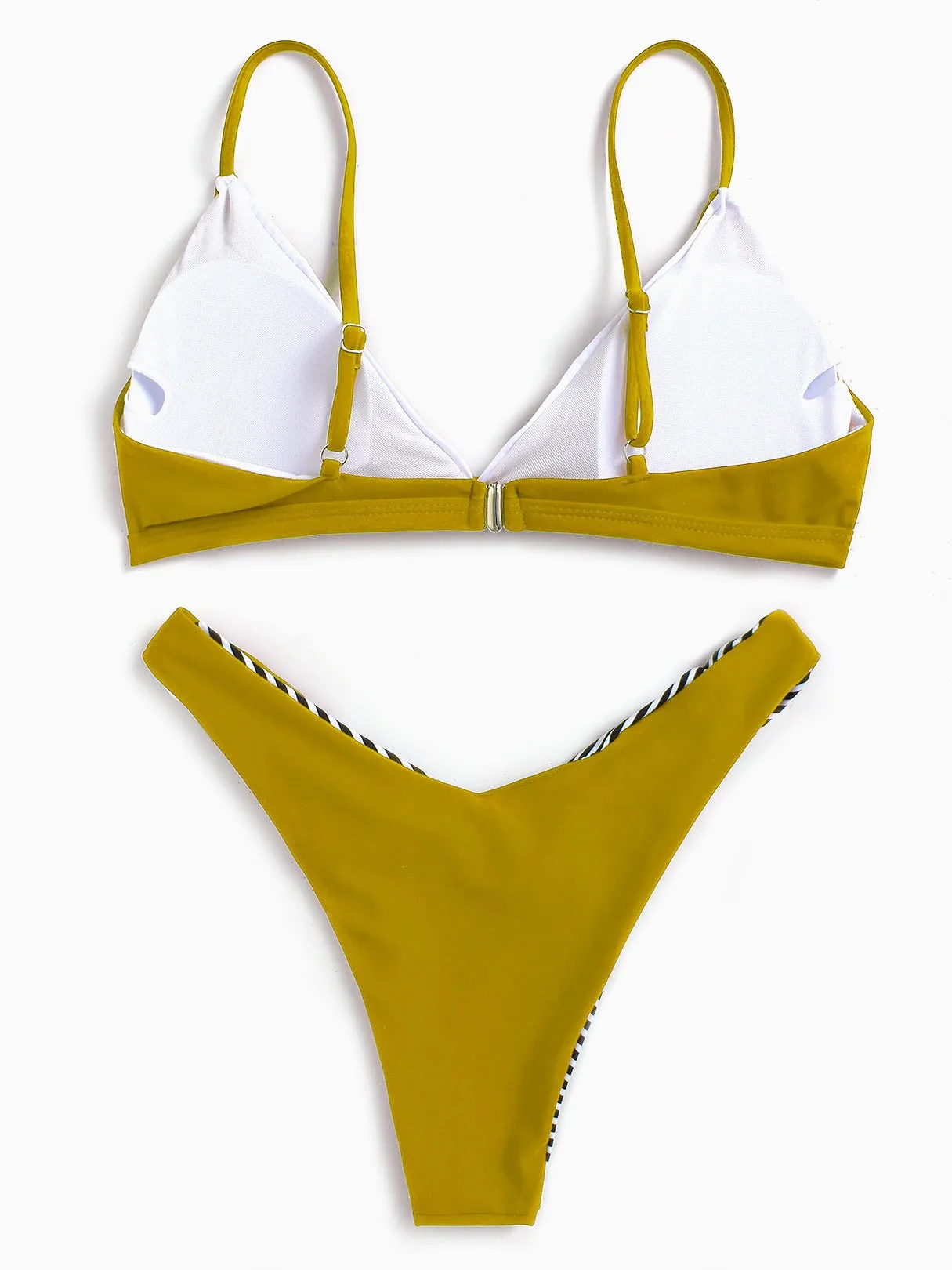 Custom V-Neck Stripe Sleeveless Bikini Set