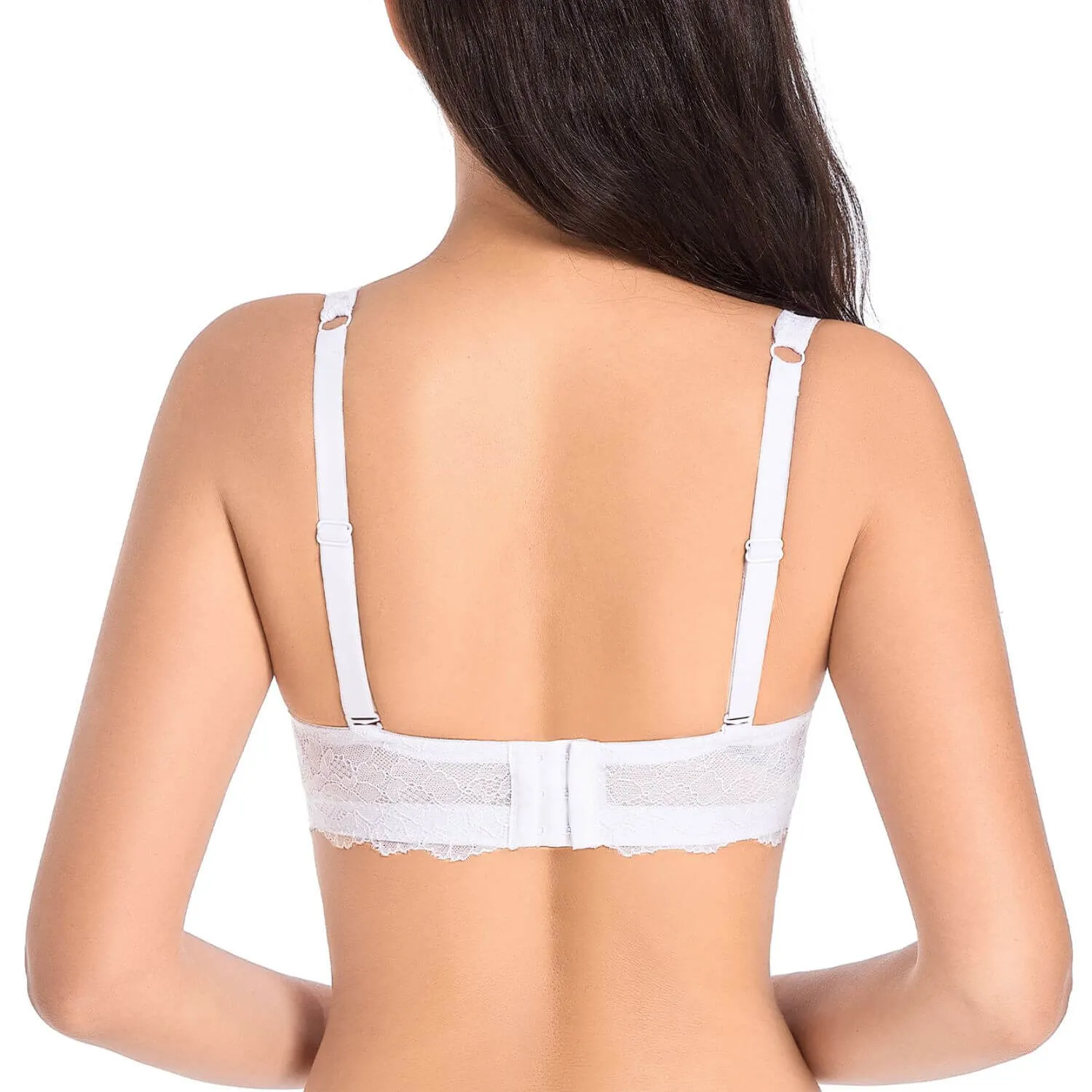 Deep V Plunge Push Up Full Lace Convertible Bra Add Two Cups