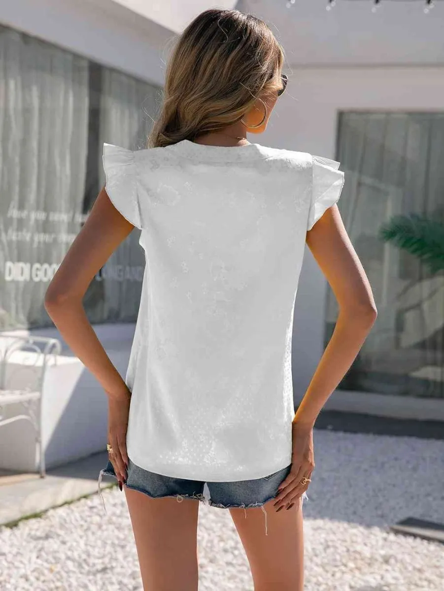 Dreamy Horizon Short Butterfly Sleeve Blouss