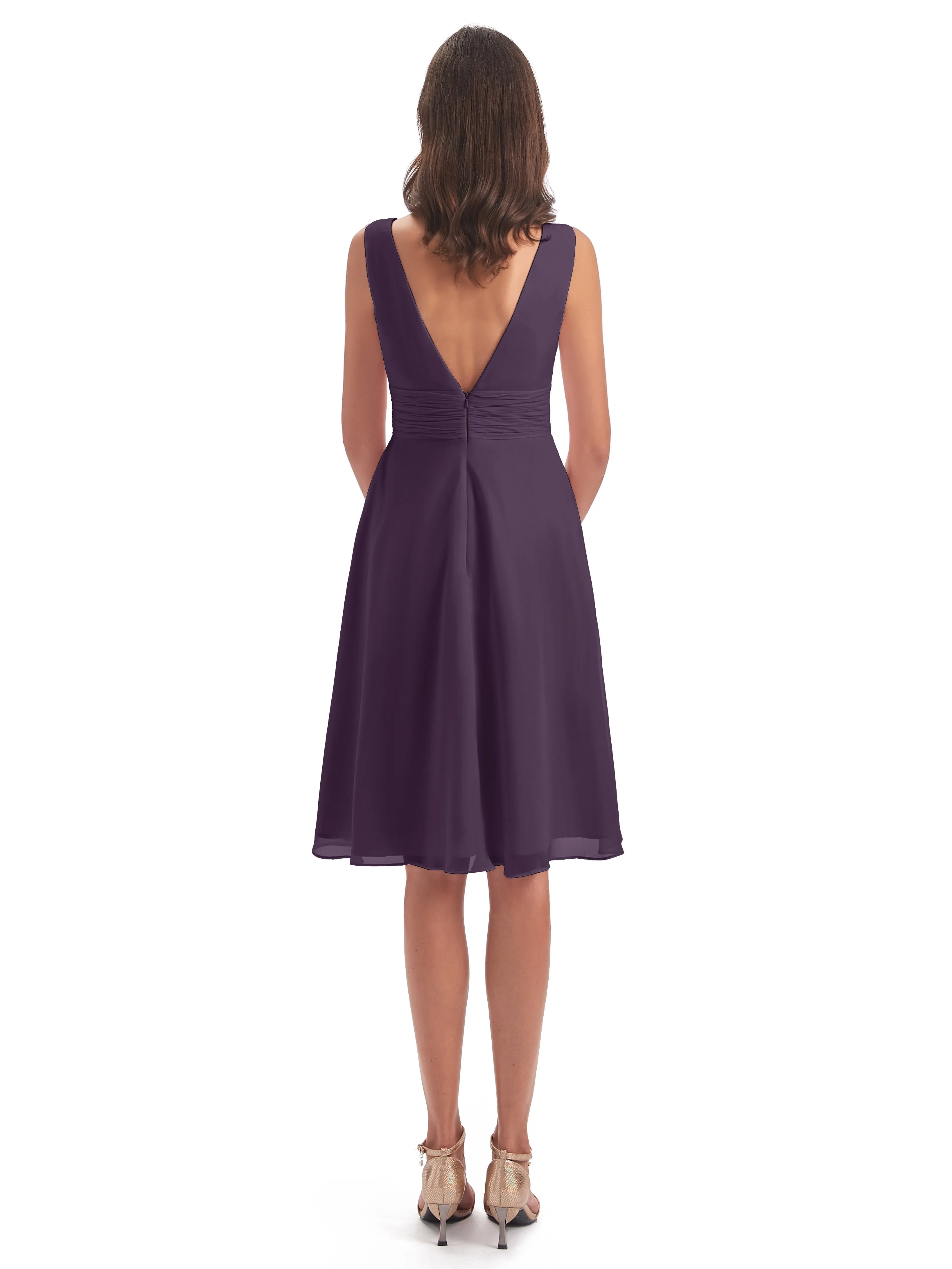 Emilia Delightful V-neck High-Low Bridesmaid Dresses