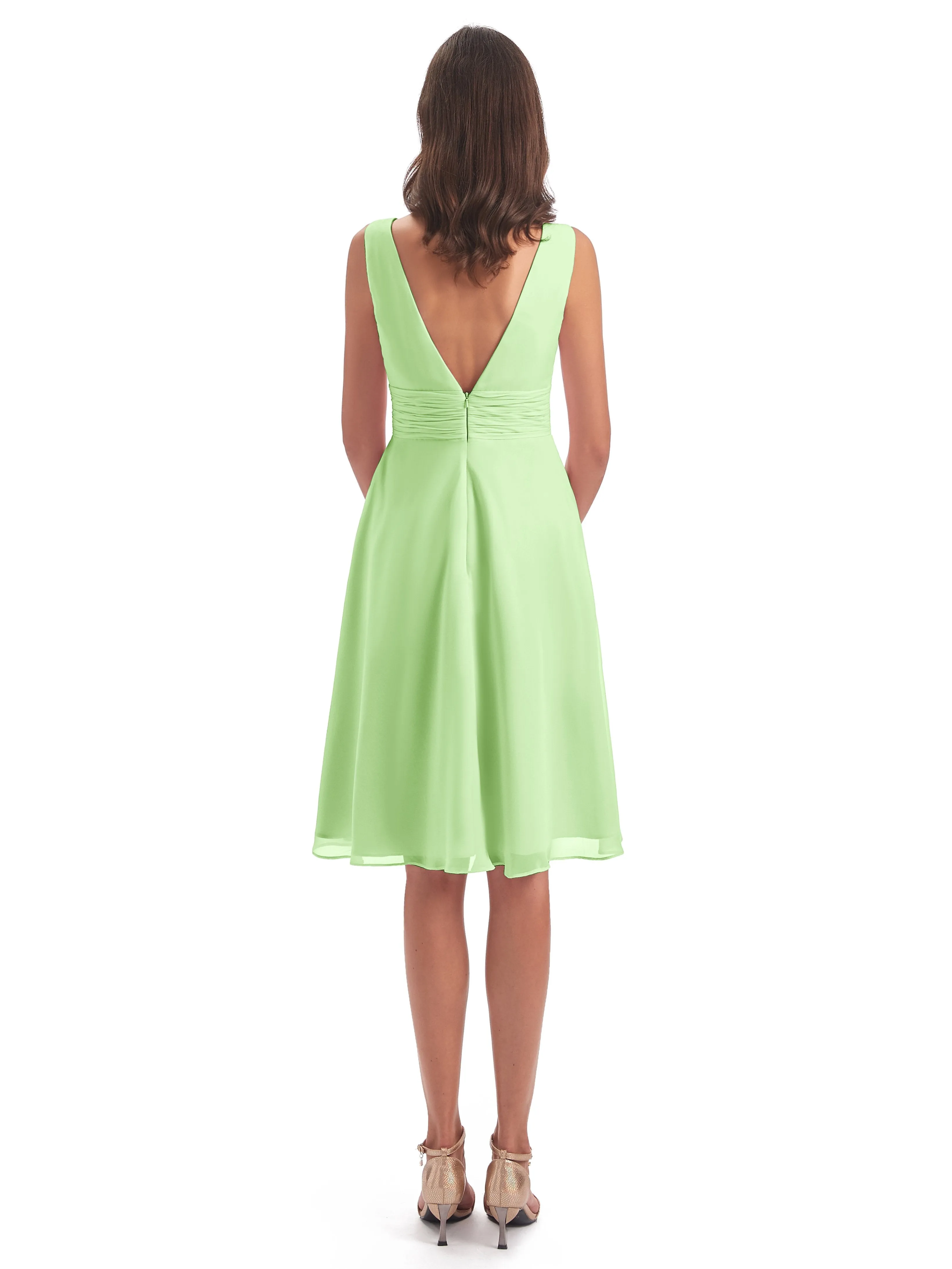 Emilia Delightful V-neck High-Low Bridesmaid Dresses