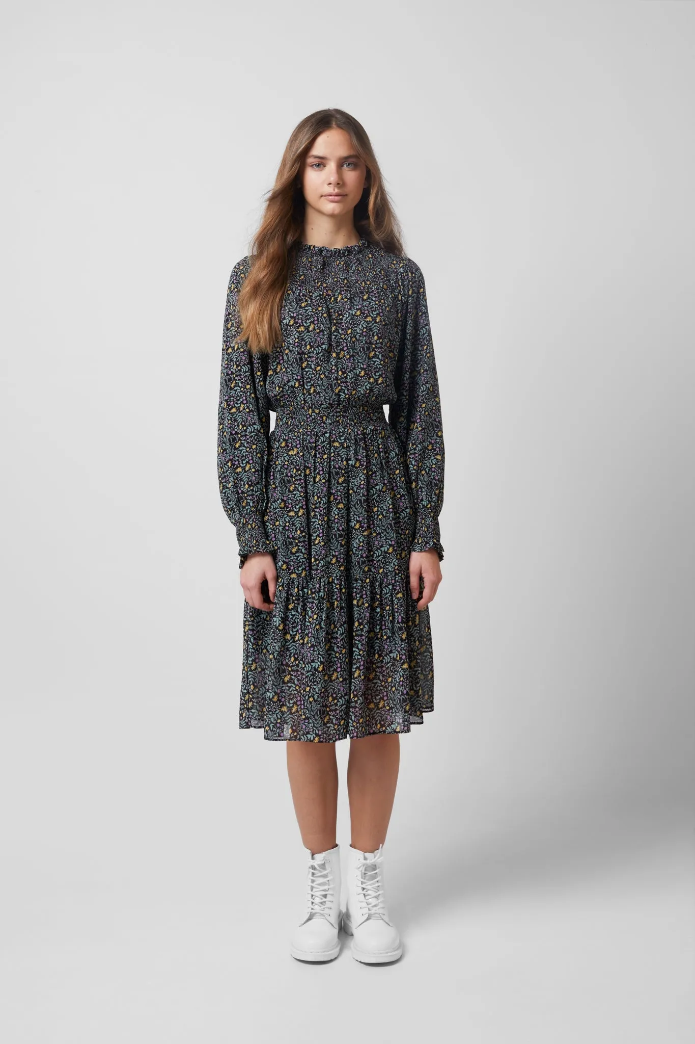 EOE Floral Printed Smocked Dress