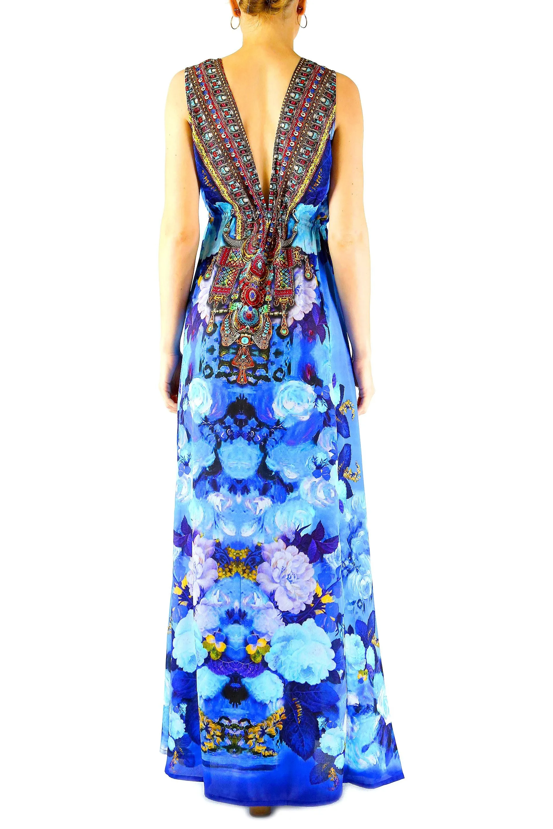 Floral Print Side Slit Maxi Dress