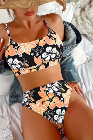 Floral Print Tropical High Waist Bikini