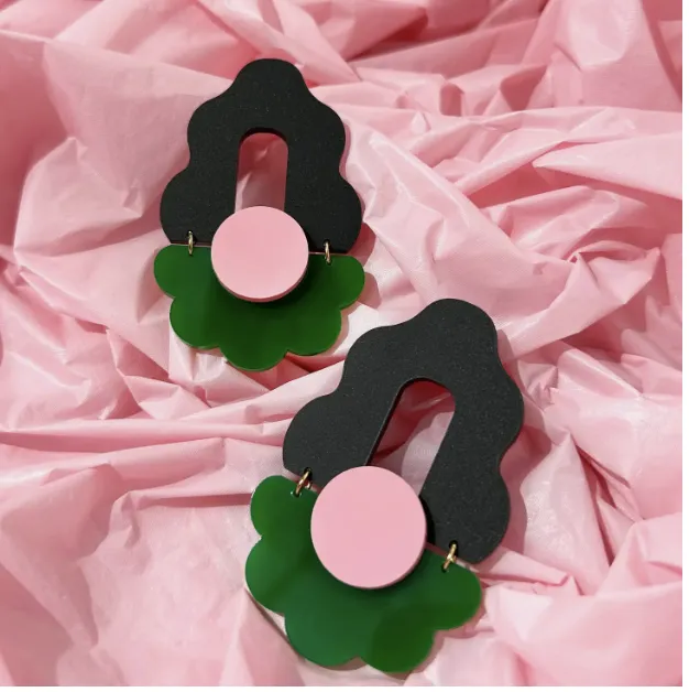 FLOURISH Arch Dangles | Black, Green, Pink