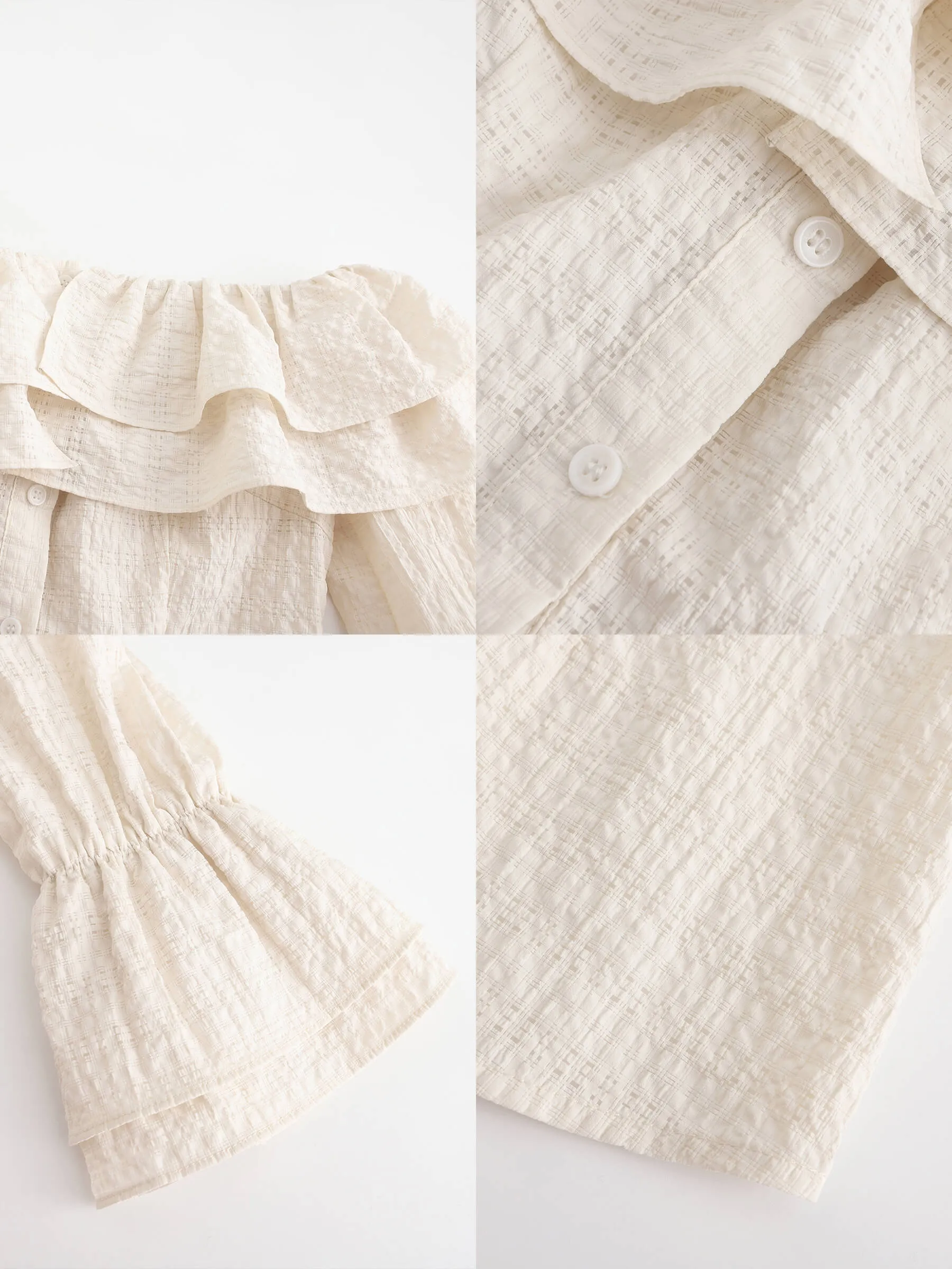 Frills Volume Off Neckline Shirt