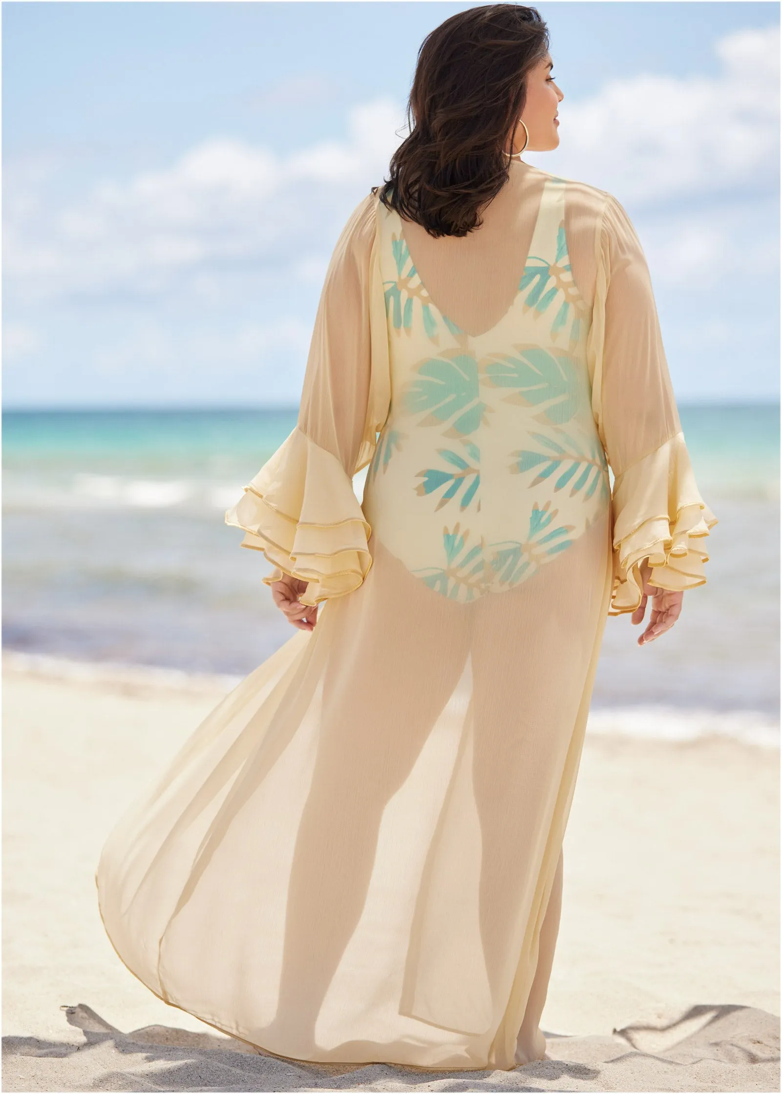 Gold Tipped Kimono - Bubble Bath Metallic