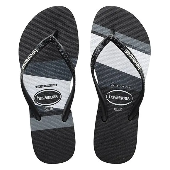 HAVAIANAS SLIM STRIPE (BLOCK) KIDS - BLACK