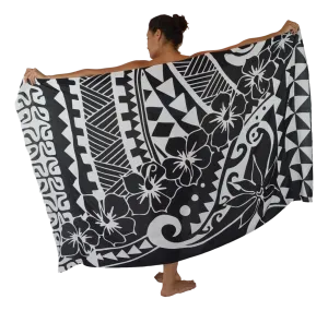 Hawaiian Tribal | Hibiscus Sarong | Black Sarong | Pareo