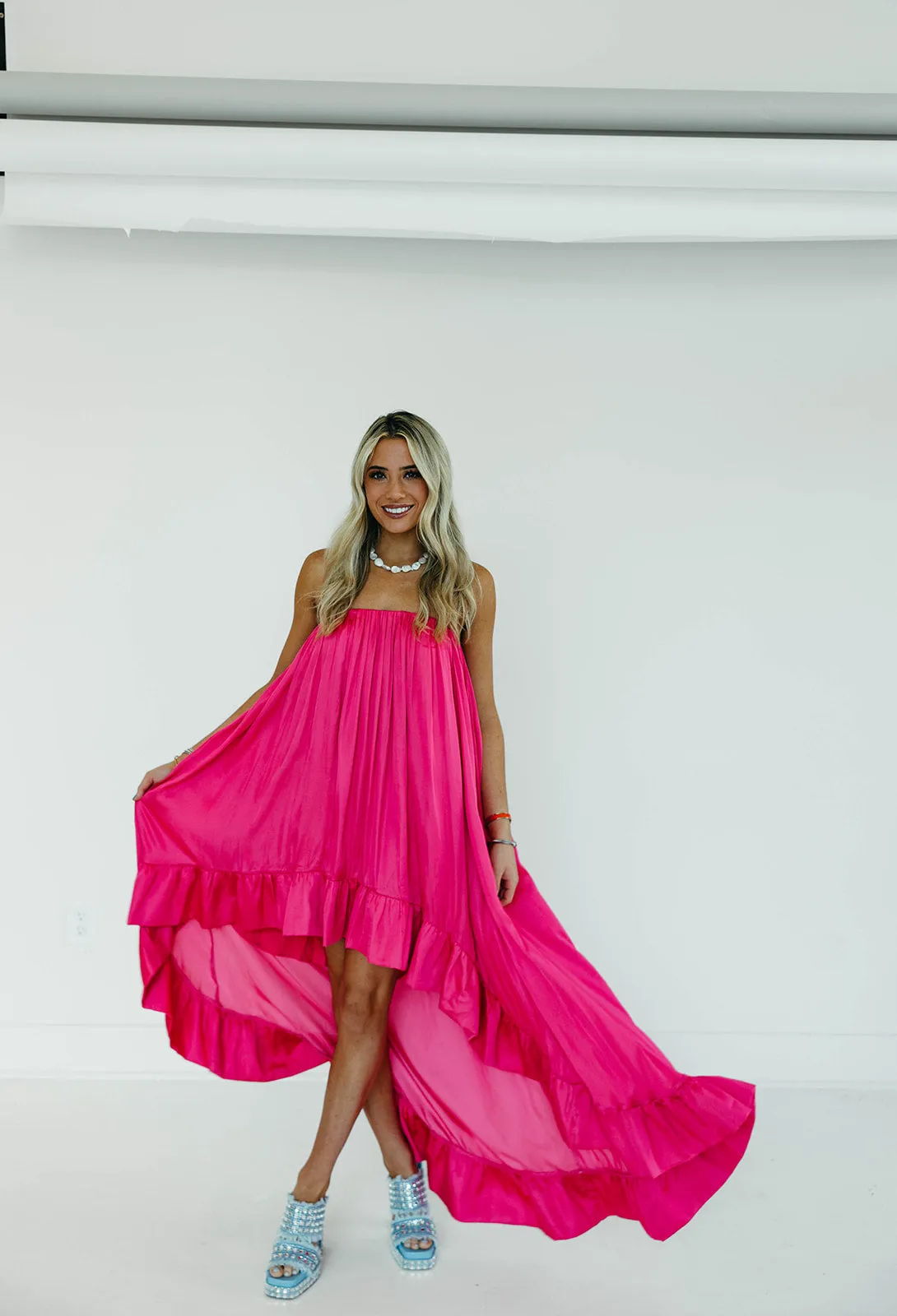 Here We Go High Low Dress - Fuchsia