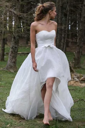 High Low Sweetheart Beach Wedding Dresses Boho Wedding Dresses with Bow N1782