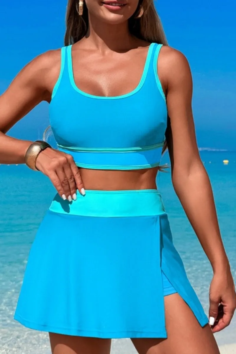 Hit Color Patchwork U Collar Unusual Bikini
