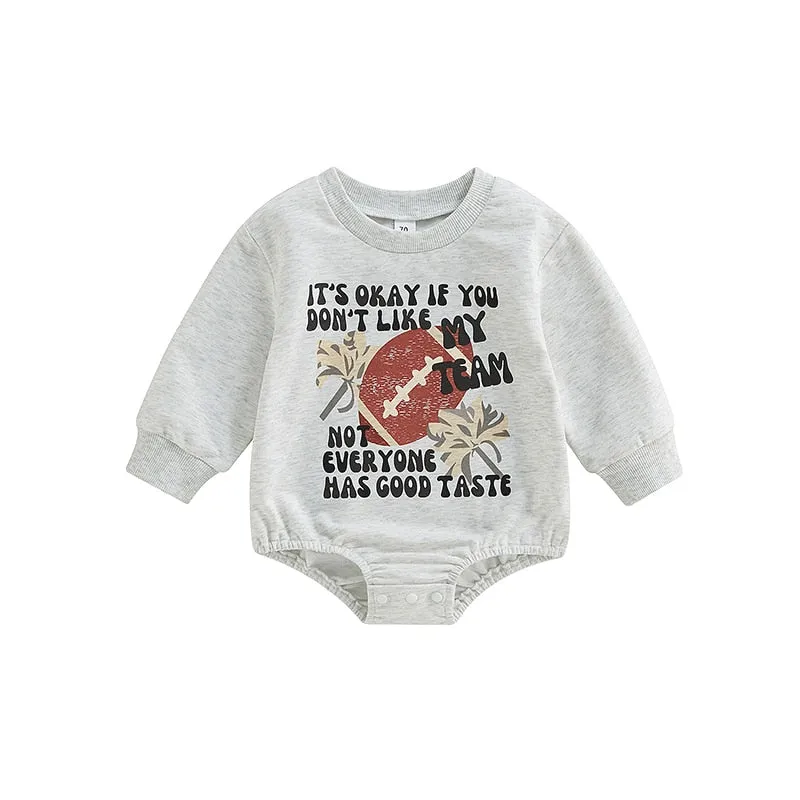 Infant Girls Boys Rugby Letters Print Rompers