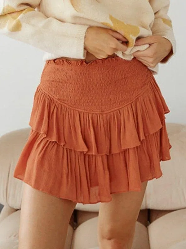 Joskaa Smock Tiered Ruffle Mini Skirt