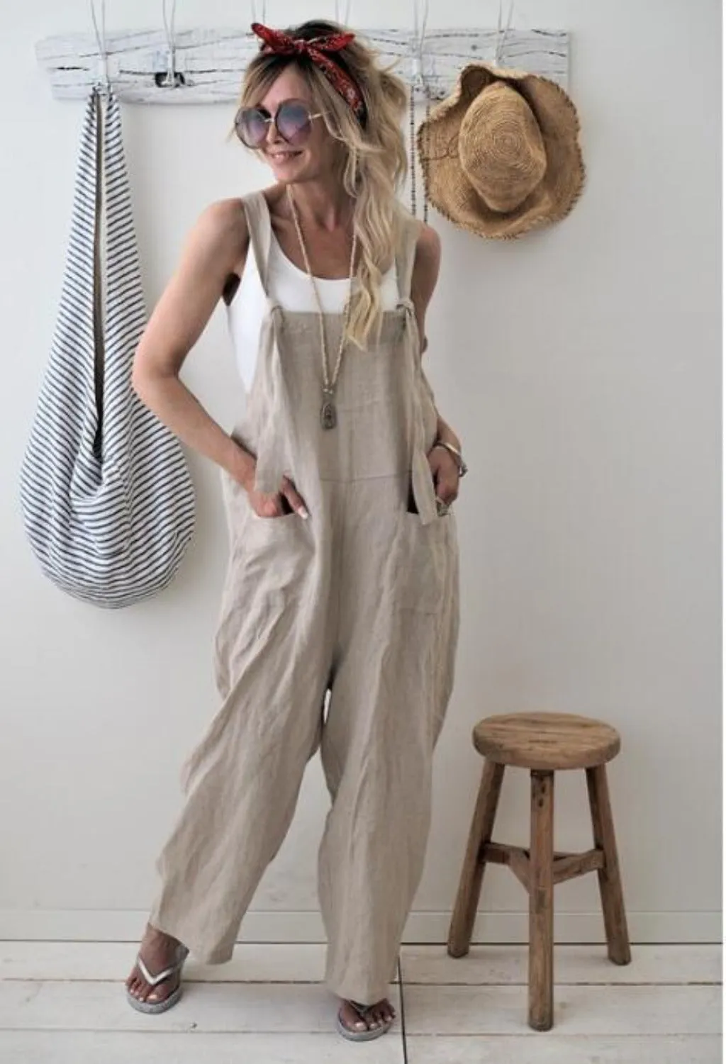 Jumpsuit Cotton Linen Loose