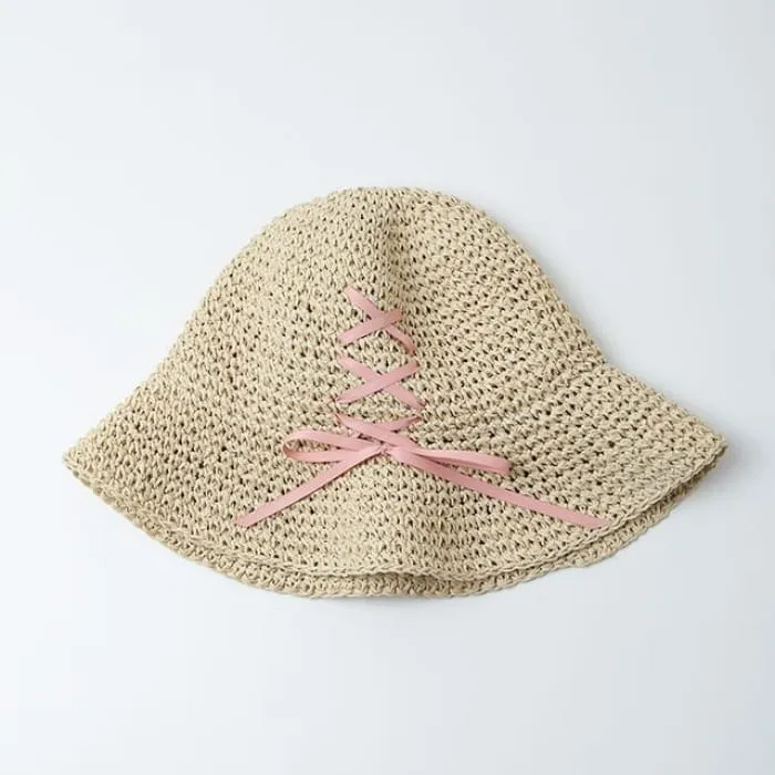 Lace-Up Straw Sun Hat