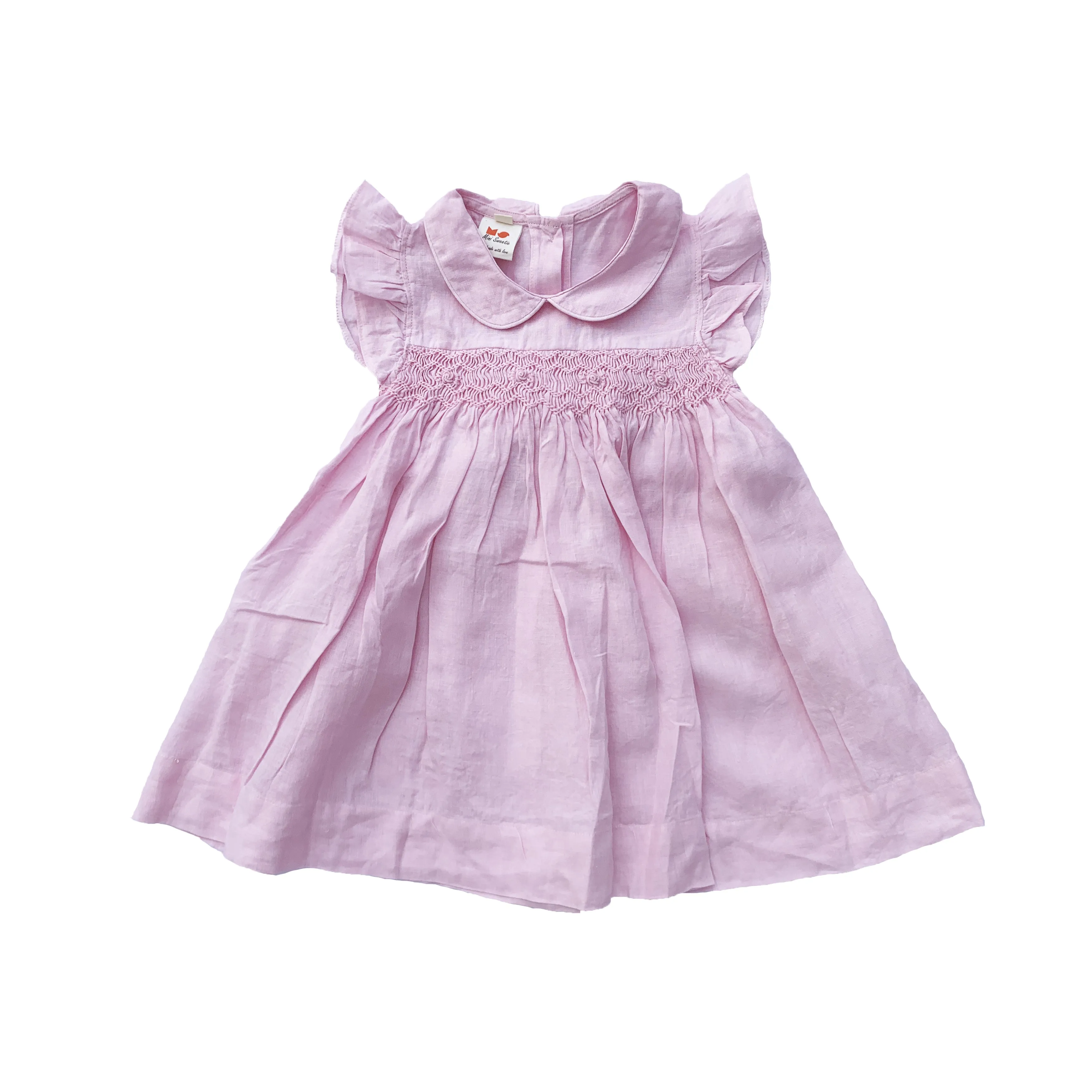 Light Pink Linen Smocked Dress