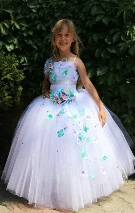 Lovely Flower Girls Spaghetti Tiered Ruffle Floor-Length Custom Made Pageant Dresses