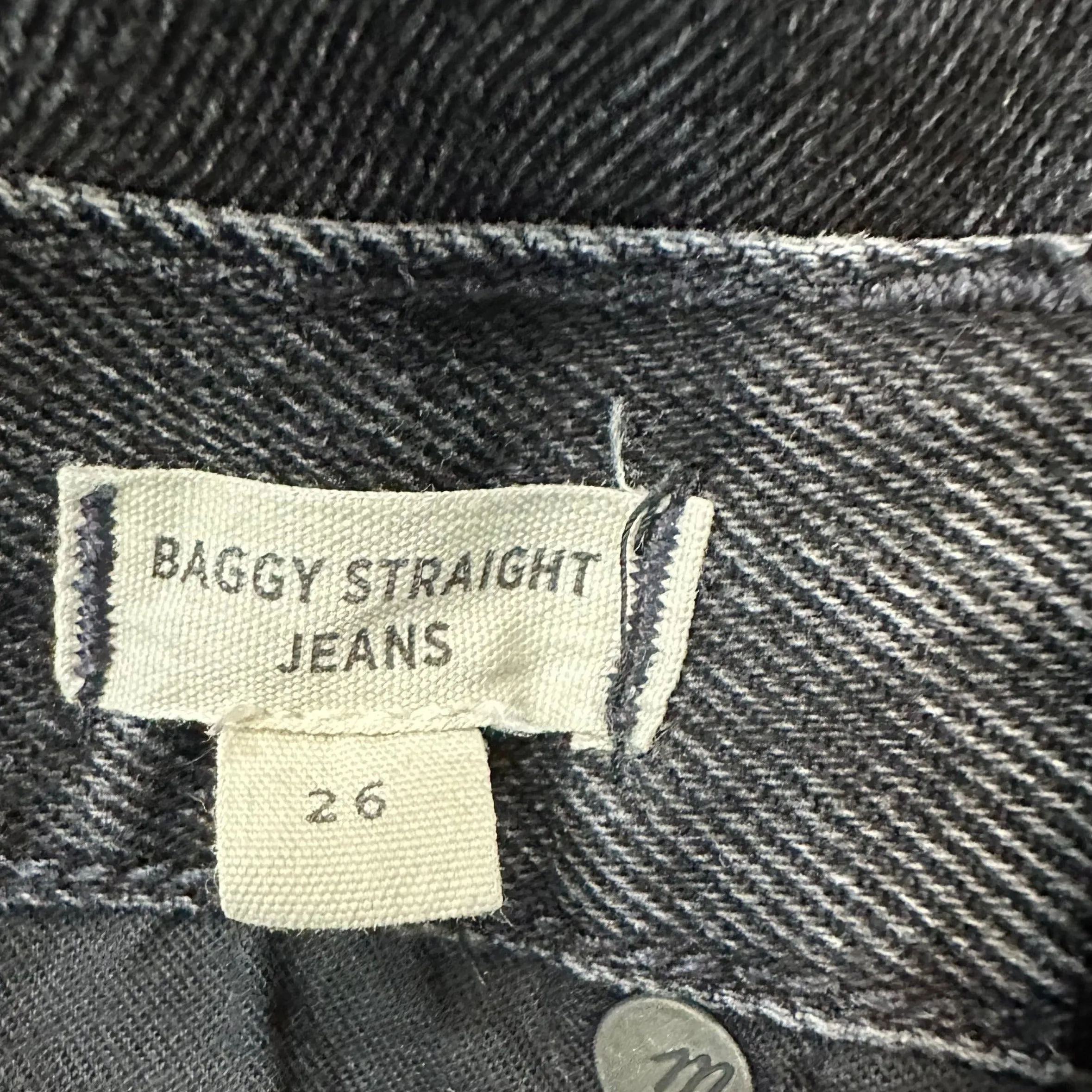 Madewell Baggy Straight Jeans Gray Black High Rise Cotton 26