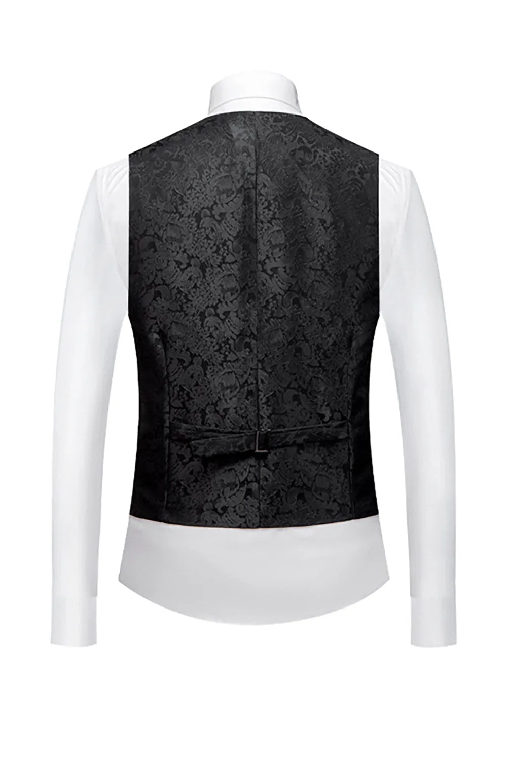 Men's Black Silm Fit 3 Piece Jacquard Shawl Lapel Wedding Suits