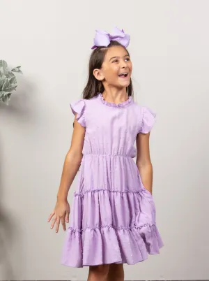 Mom & Me Lavender Tiered Mock Neck Dress