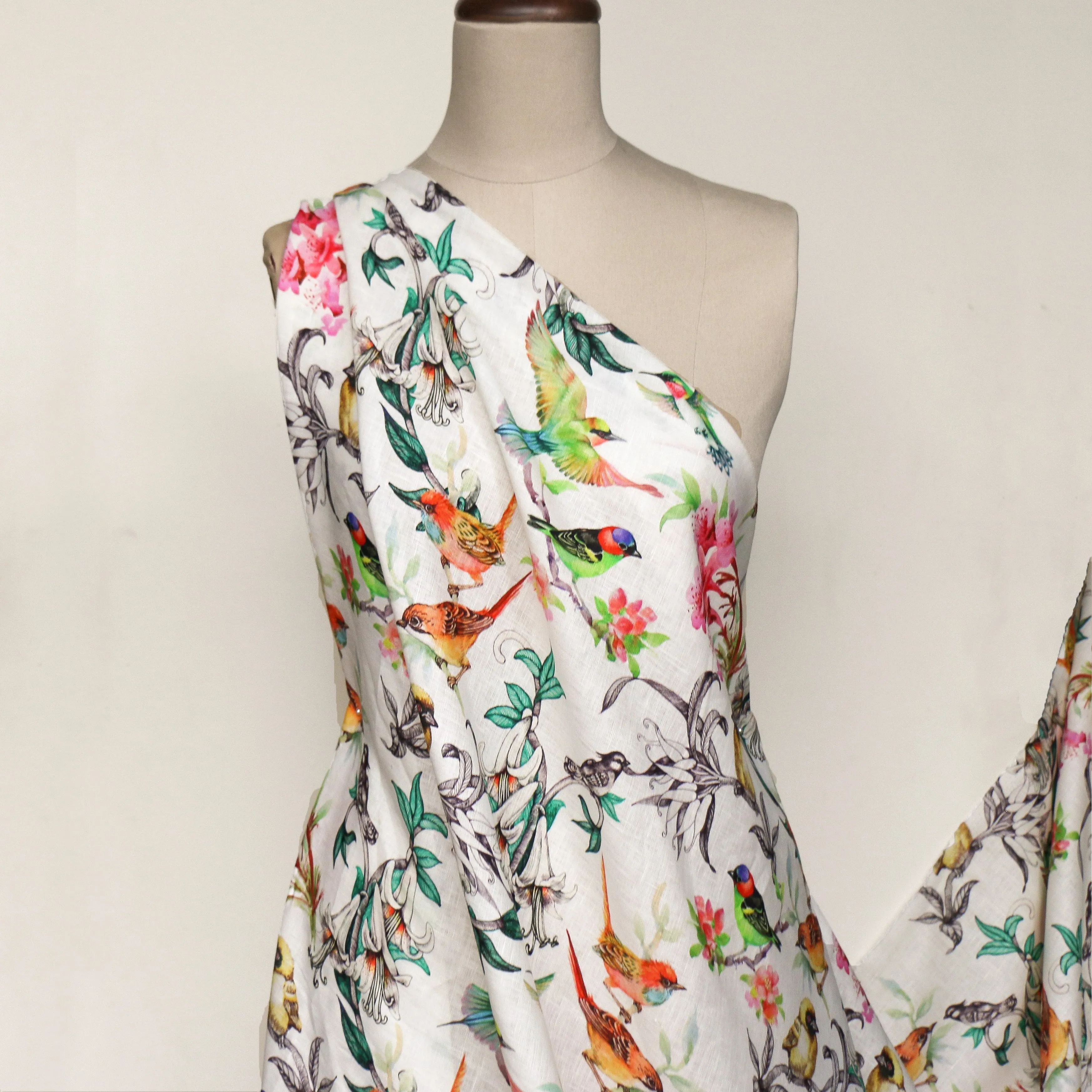 Morning Dance Natural Printed Linen