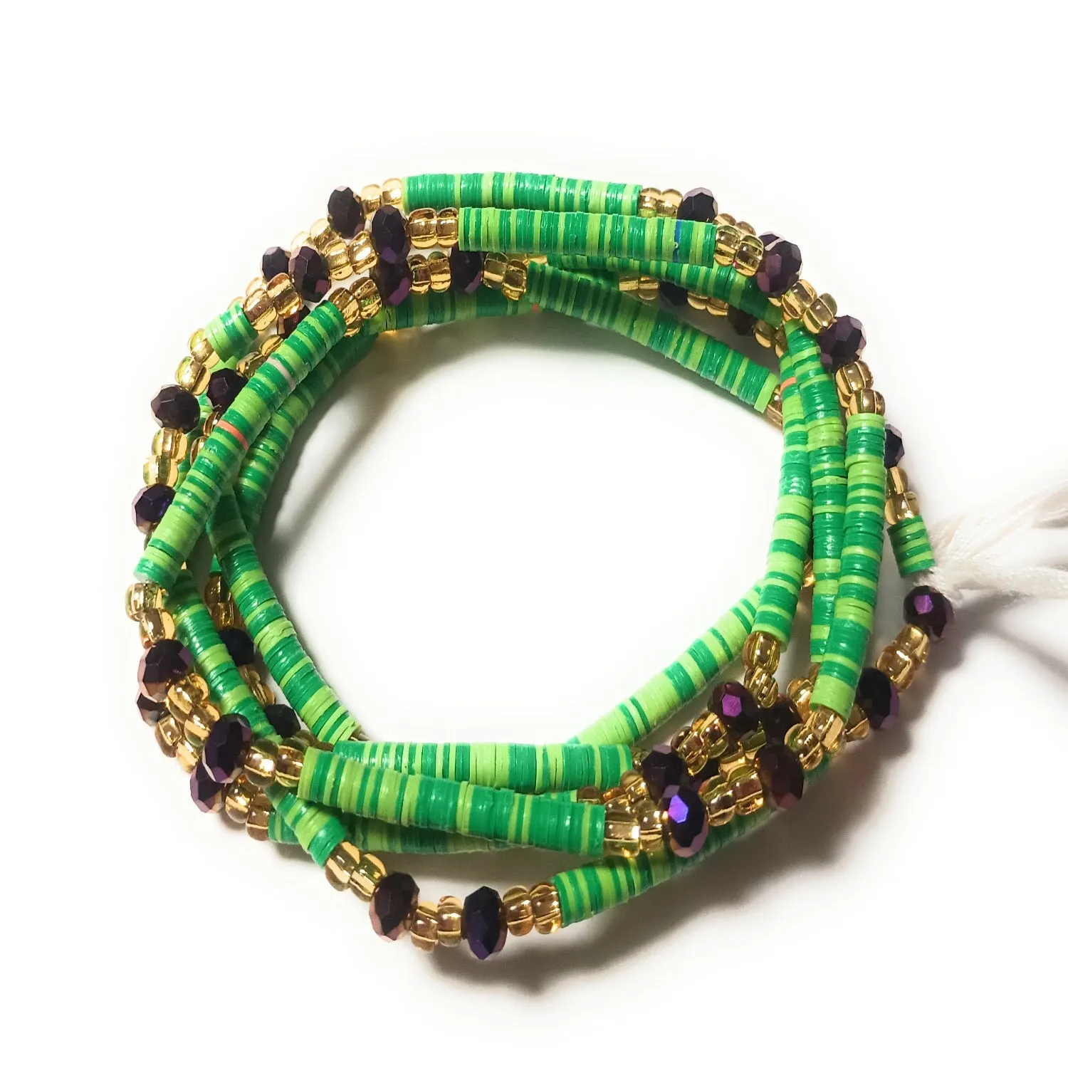 Multicolored Vinyl Waist Bead Strands w/Colorful Accent Beads