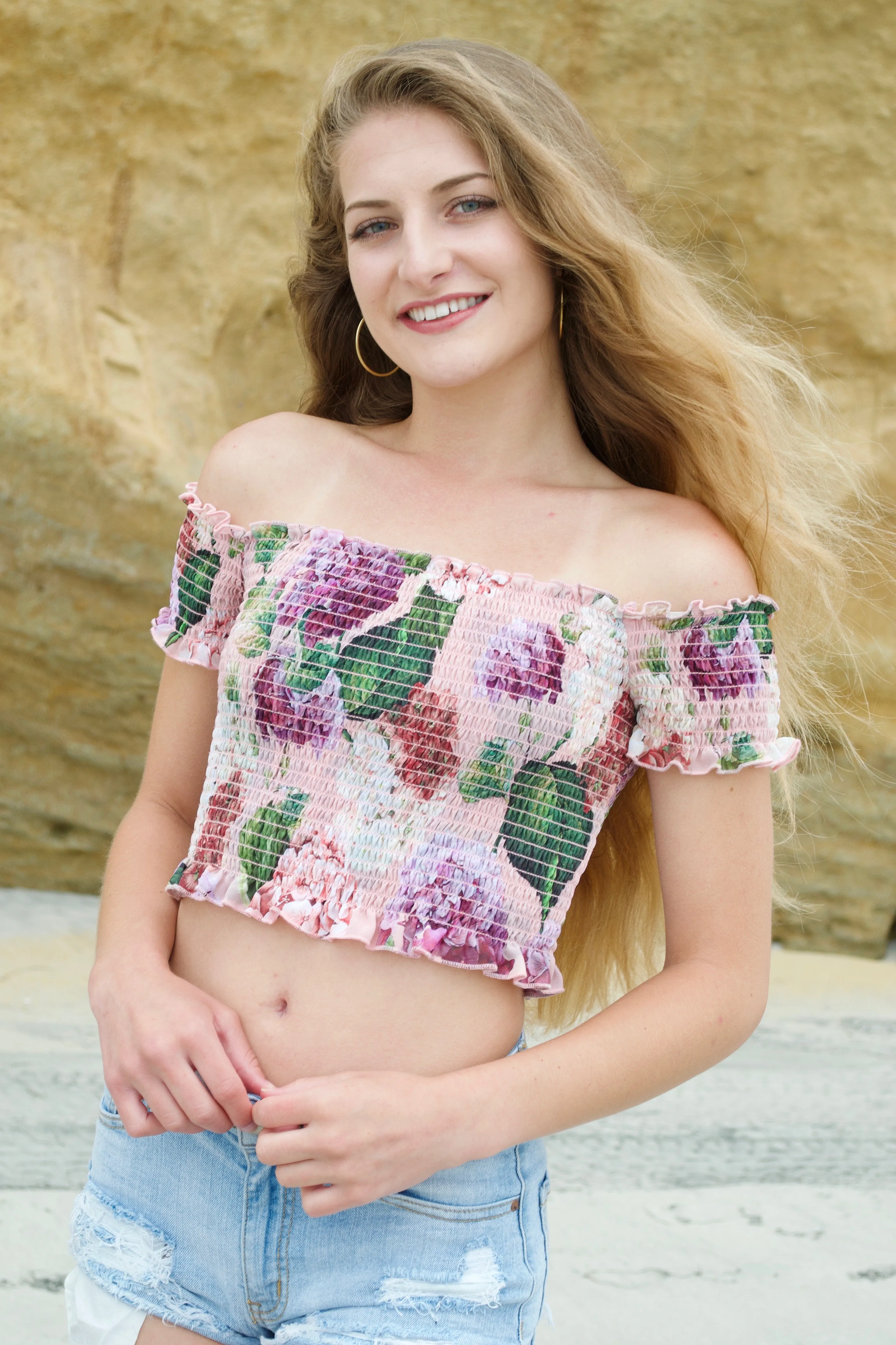 Mumu Hydrangea Smocked Top
