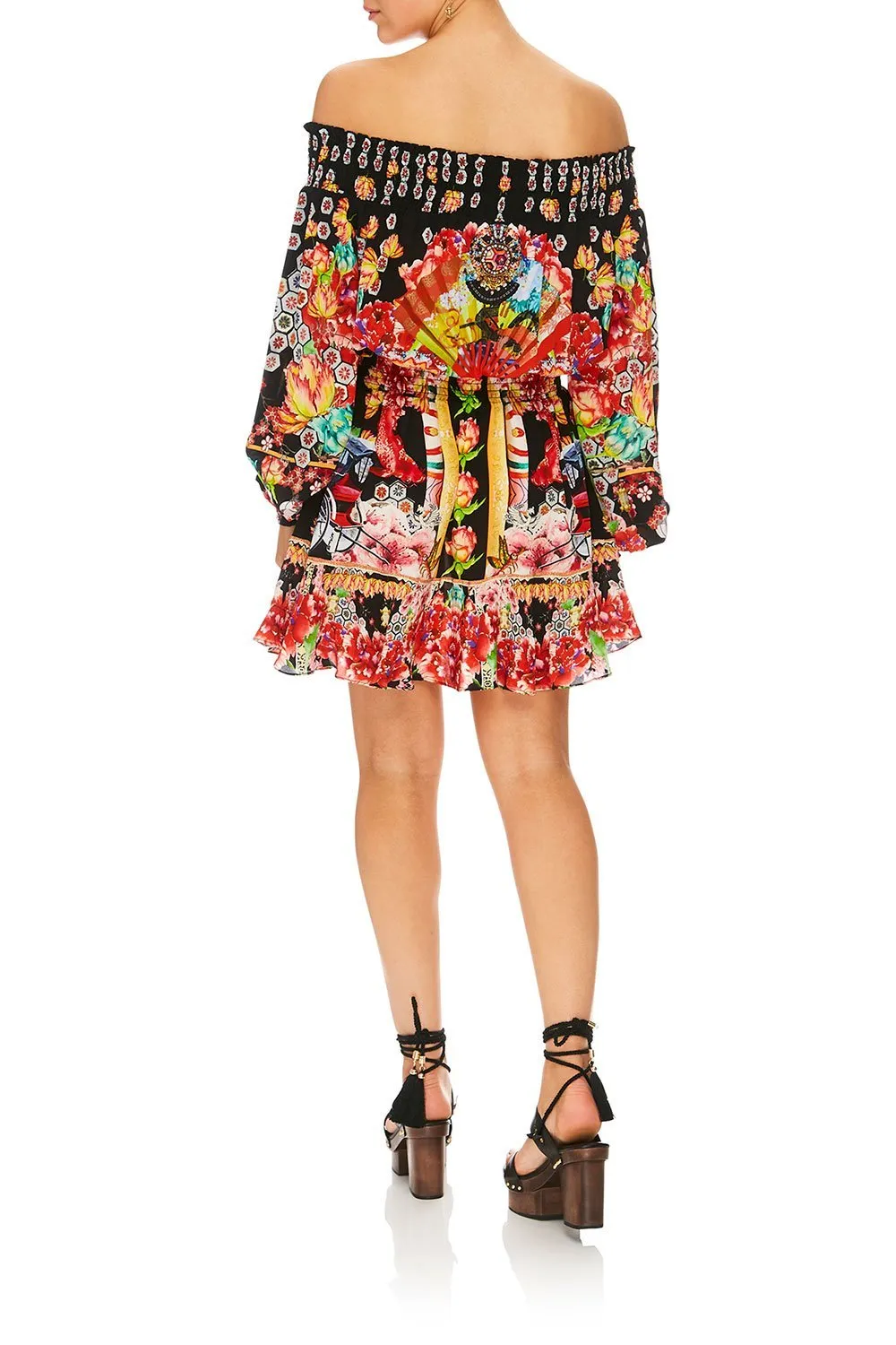 OFF SHOULDER SHORT DRESS PAINTED LAND