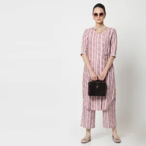 Pink Stripe Tunic With Side Tie Knot