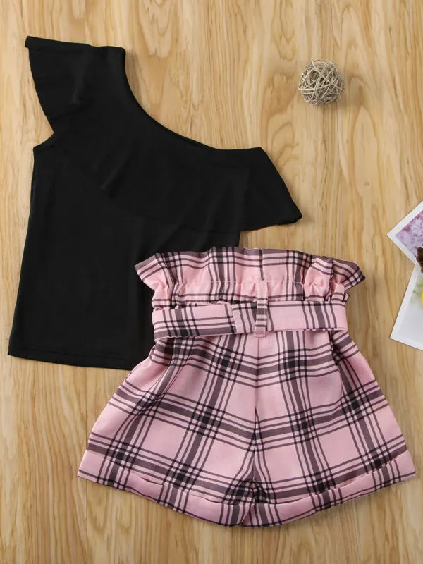 Plaid Party Paperbag Shorts Set