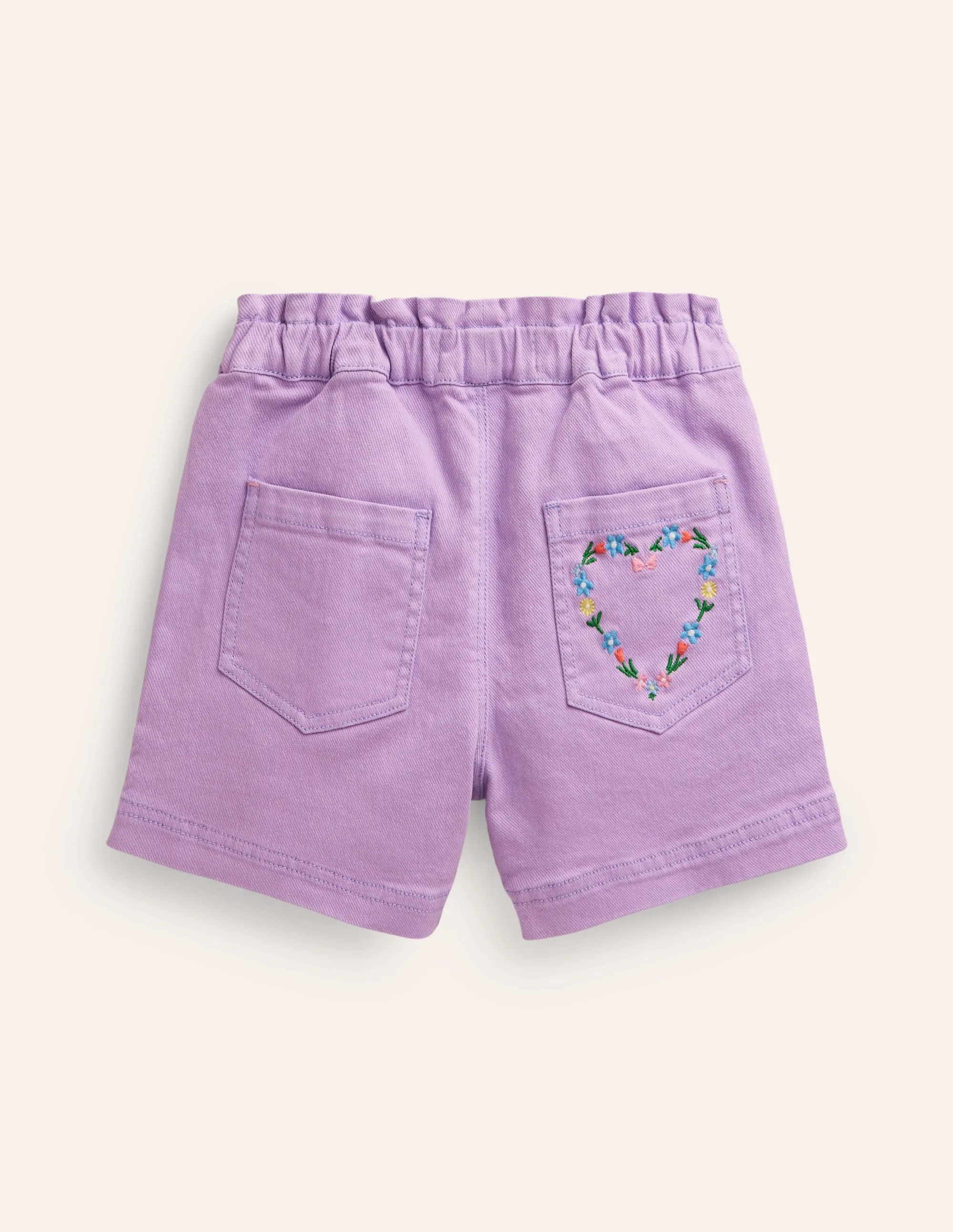 Pull-on Shorts-Crocus Purple Embroidery