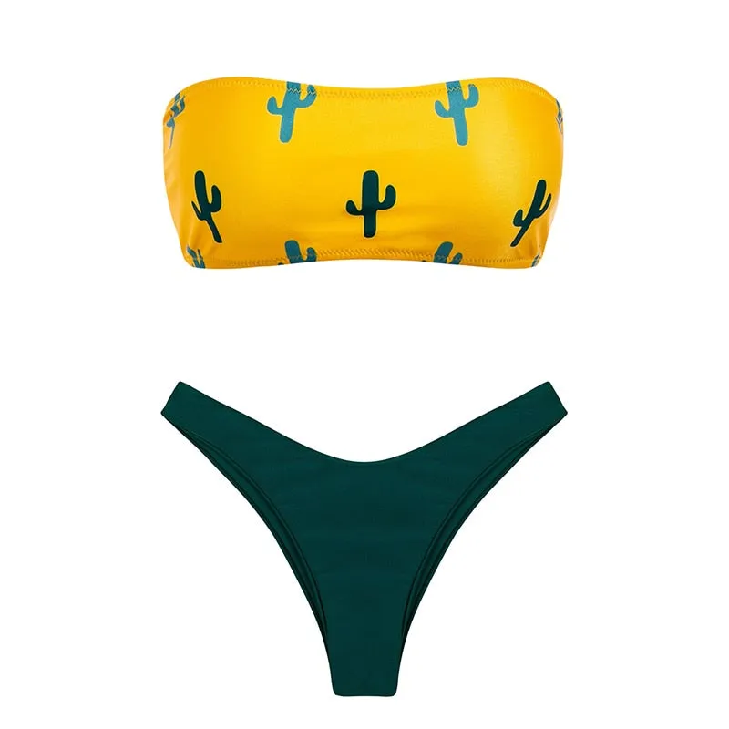 push up Cactus Print sexy bikini