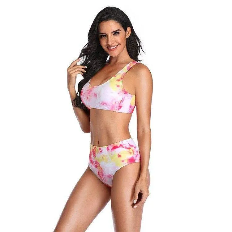 Push Up Thong High Waist Floral Bikini Set