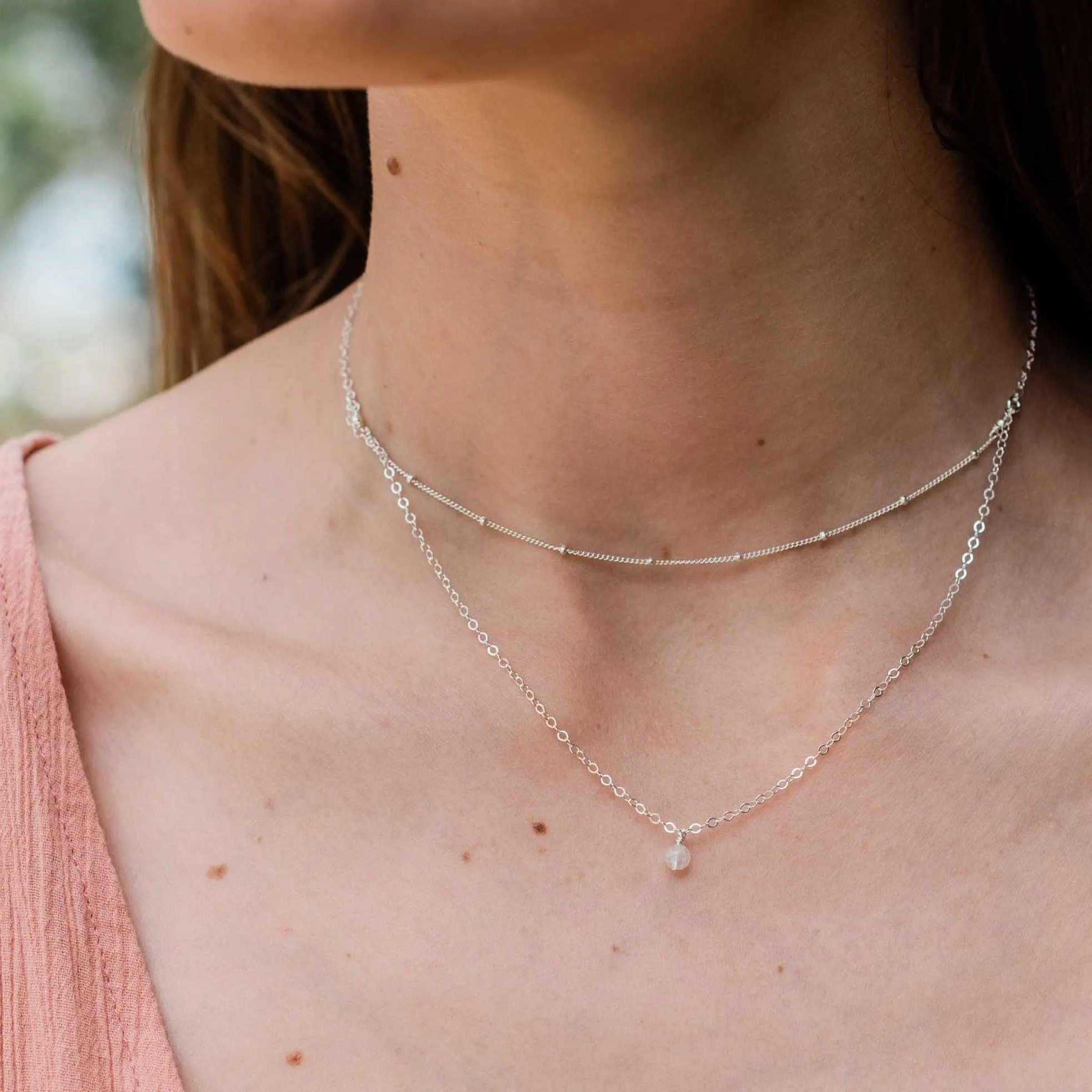 Rainbow Moonstone Gemstone Chain Layered Choker Necklace