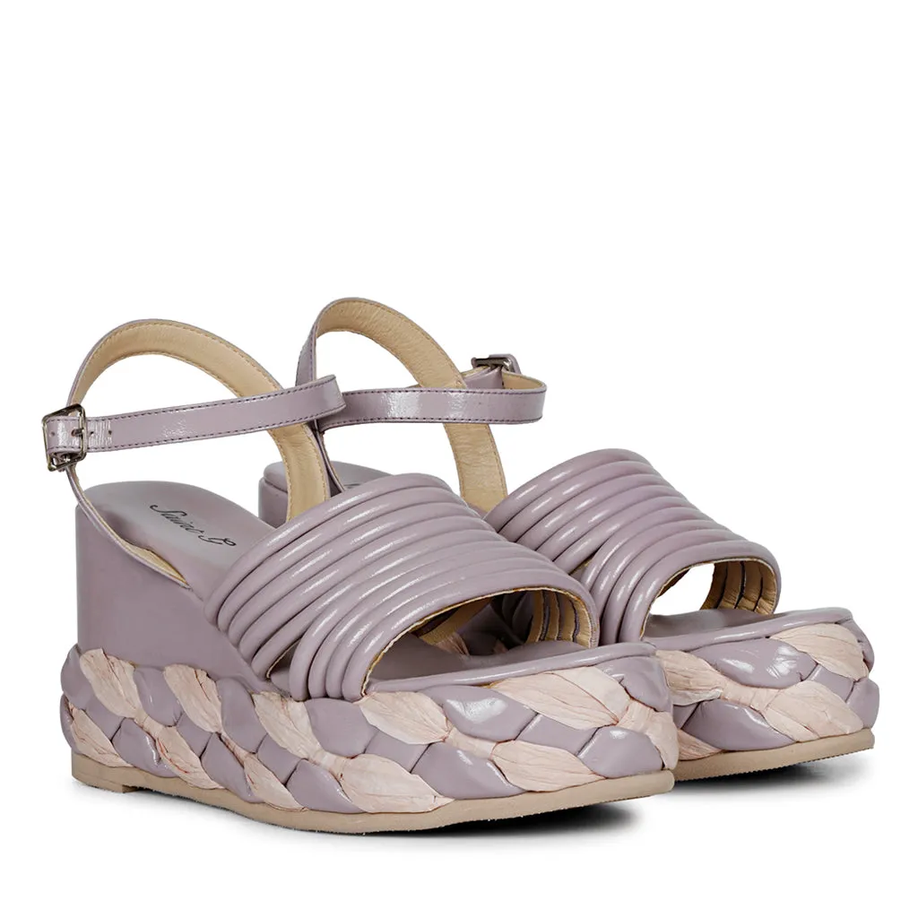 Saint Breanna Strap Embellished Lilac Leather Platform Sandals